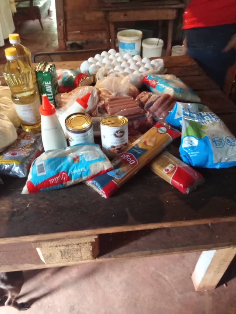 Full food delivery including eggs, oil, pasta, milk, and canned goods from Cuba Compassion Project