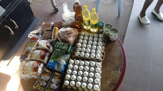 Large weekly delivery of eggs, rice, oil, coffee, milk, and canned goods from Cuba Compassion Project